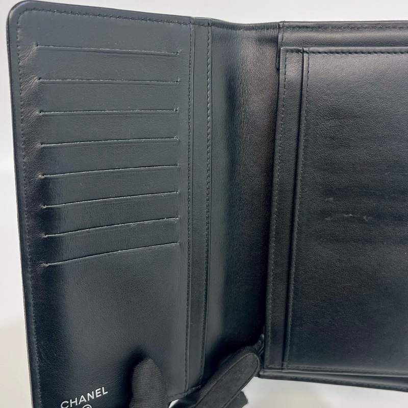 香奈兒長夾改造（送墊片+鏈條）Chanel黑銀牛皮Boy Flap對開長夾A80285-10