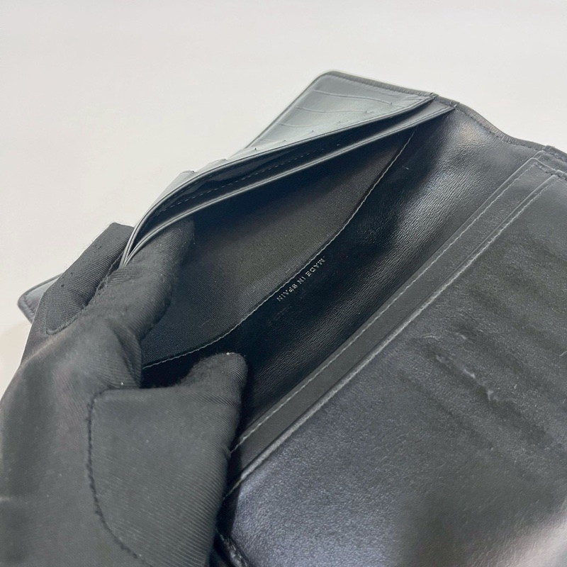 香奈兒長夾改造（送墊片+鏈條）Chanel黑銀牛皮Boy Flap對開長夾A80285-17