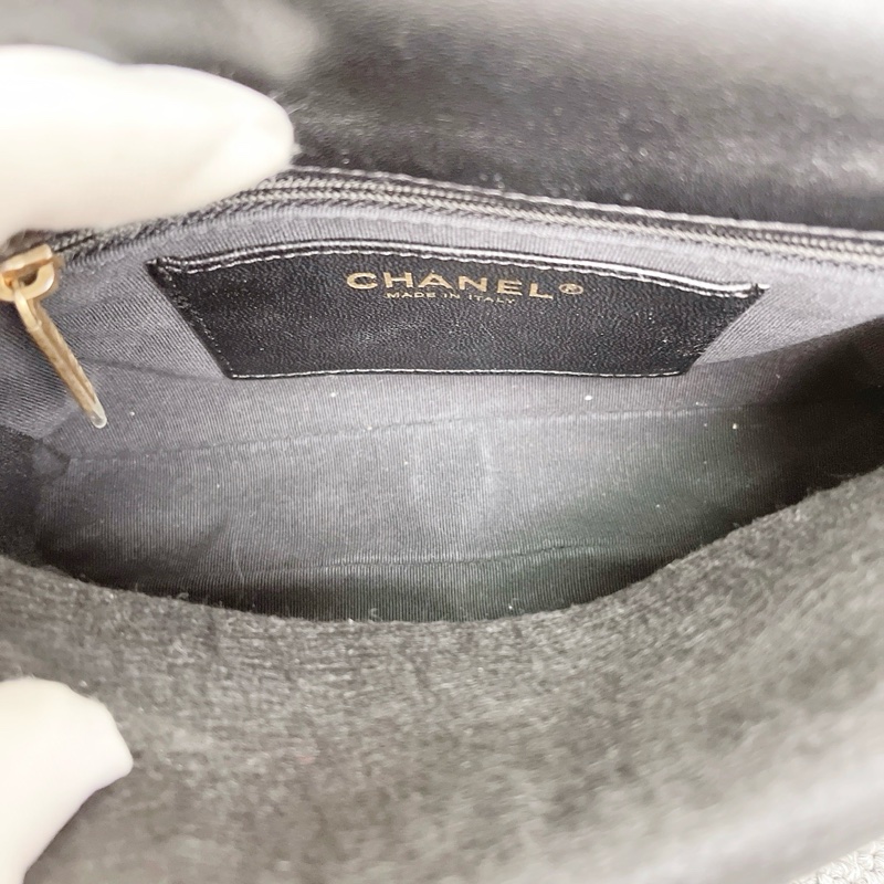 Chanel 22S黑金羊皮粗鏈條cf手提肩背包 芯片款17×21×6 99新配件塵袋盒子-2