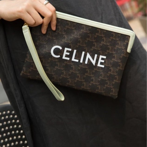 Celine TABOU印花牛皮腋下手提包18*5*8 98新配件塵袋