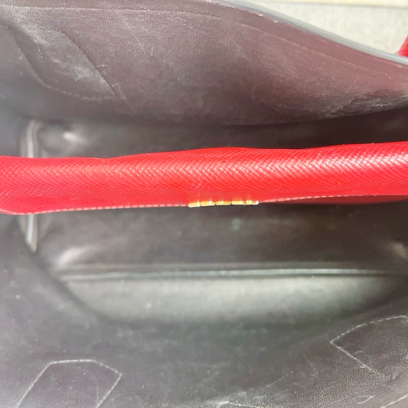 Prada Double Saffiano紅色托特包34×24×15cm 98新配件塵袋-2