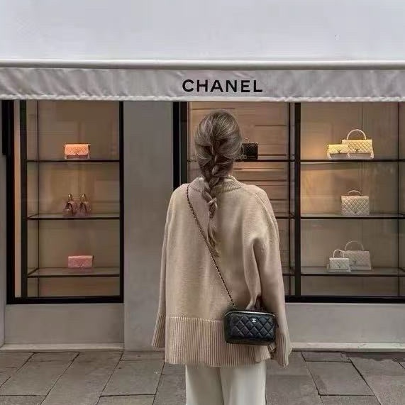 CHANEL 黑色金扣菱格鏈條肩帶牛皮荔枝紋盒子包化妝包肩背斜背包 17×8×9.5 98新配件塵袋保卡-0