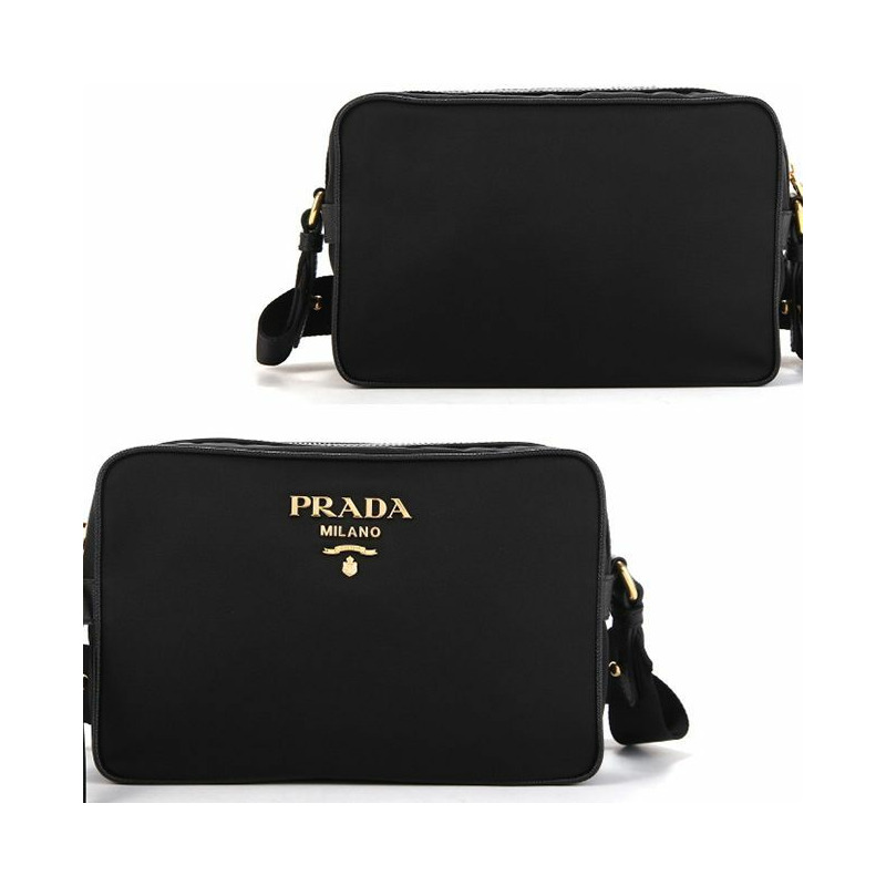 PRADA 波科諾黑色斜背包-0