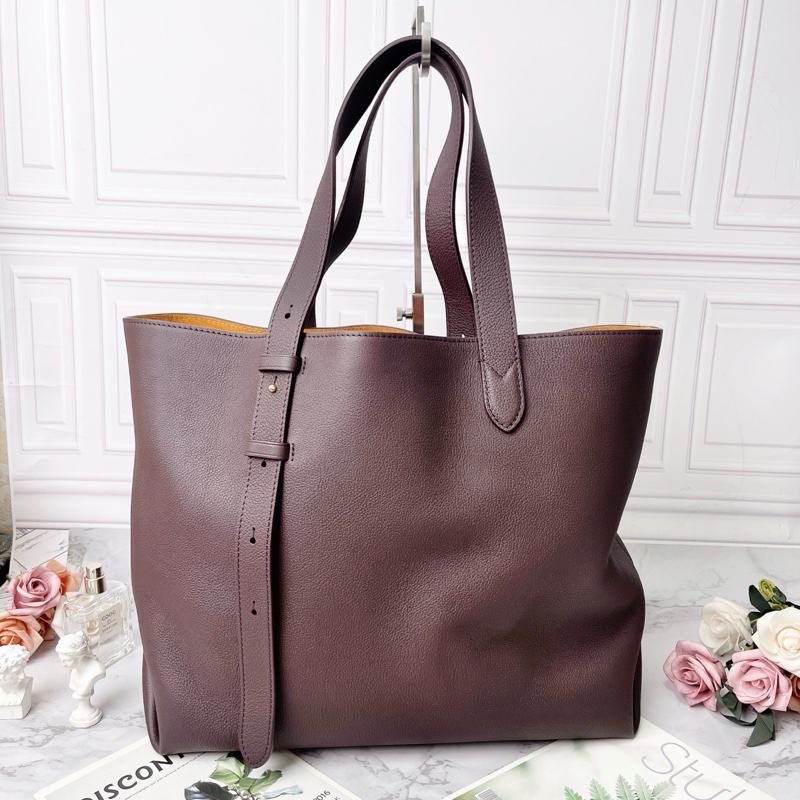 LV LOW KEY CABAS巧克力色小牛皮金色鎖頭手提肩背包14×30×14cm 全新閒置配件購證塵袋盒子-5