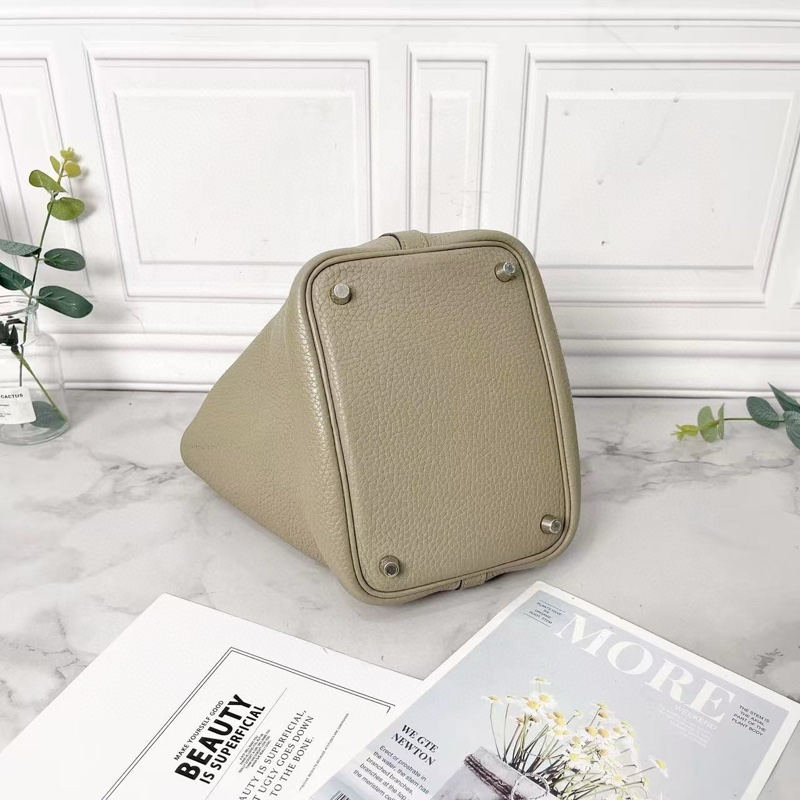 Hermes picotin Lock 18鼠尾草綠銀扣菜籃子水桶手提包18×13.5×19 98新配件塵袋鑰匙鎖-4