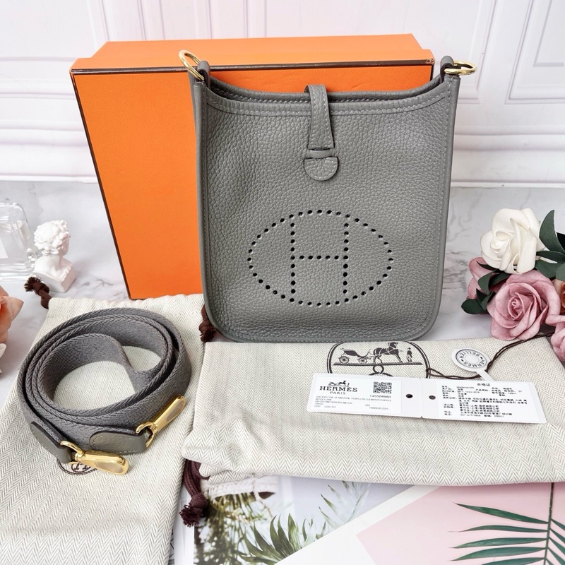 HERMES 積雨雲灰Evelyne 16 Mini 16×5×18cm 99新配件塵袋盒子購證吊牌-1