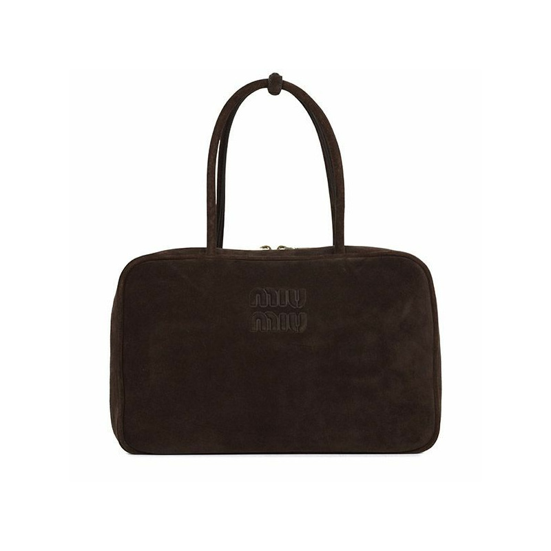 MIU MIU 深棕色絨面革手提包-0