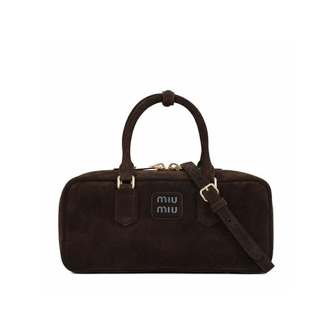 MIU MIU 深棕色 Arcadia 絨面革大號手提包 5BB148 2CS4 F0003