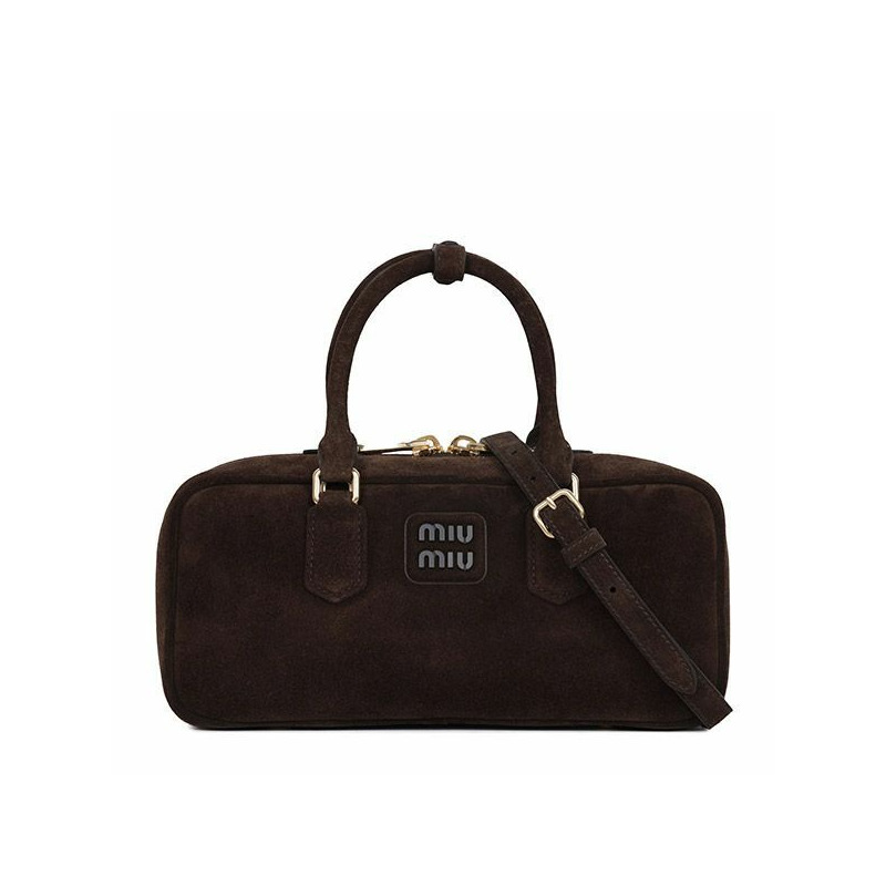 MIU MIU 深棕色 Arcadia 絨面革大號手提包 5BB148 2CS4 F0003-0
