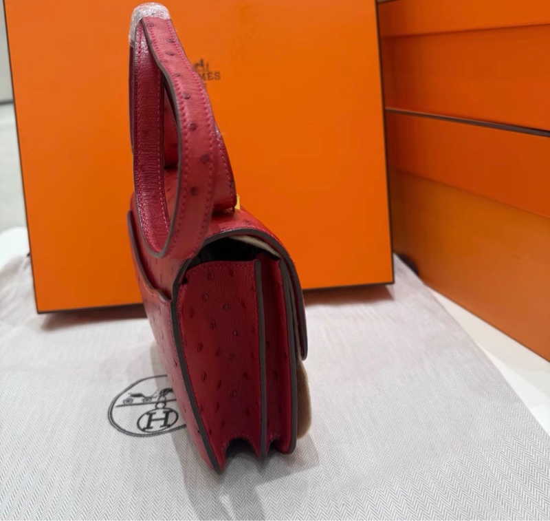 Hermes Mini Constance 康康19 鴕鳥皮 法拉利紅金扣-3