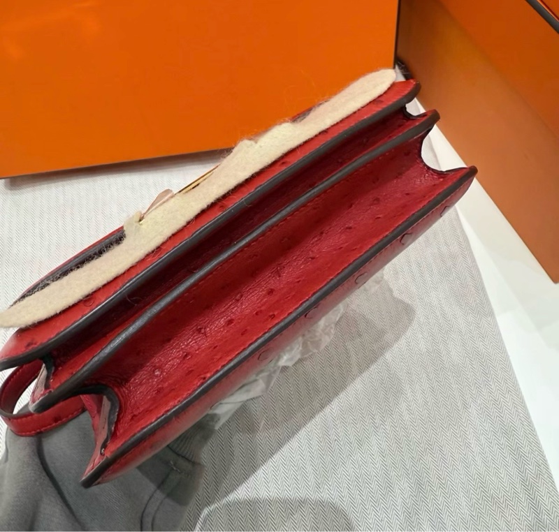 Hermes Mini Constance 康康19 鴕鳥皮 法拉利紅金扣-5