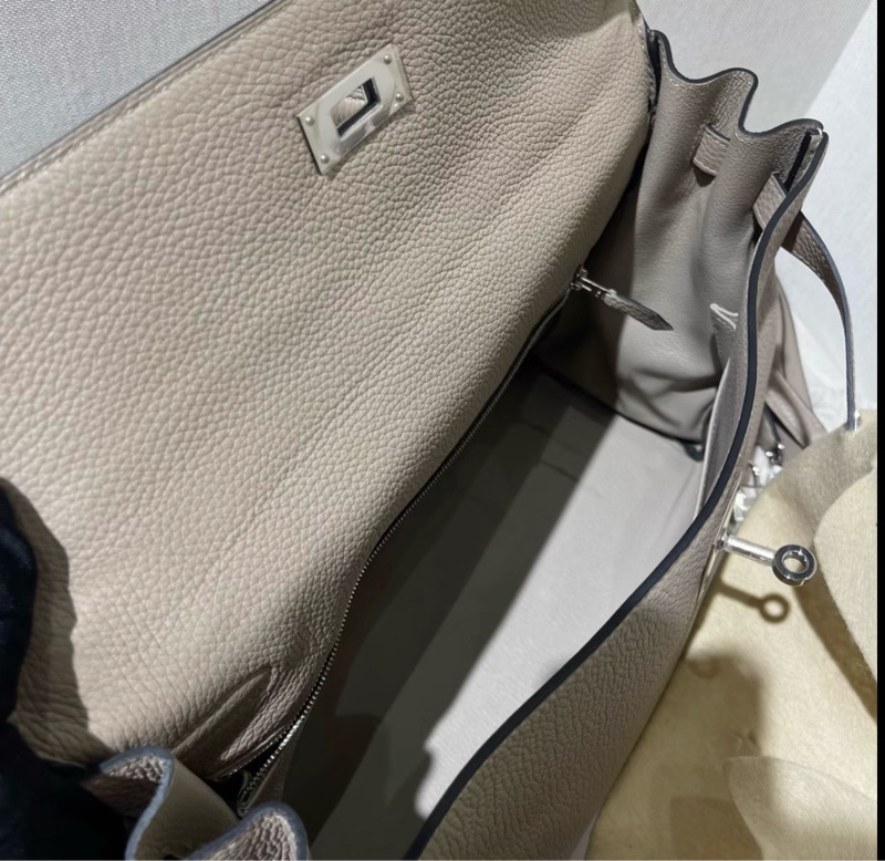 Hermes愛馬仕 斑鳩灰銀扣kelly 35手提單肩包-5