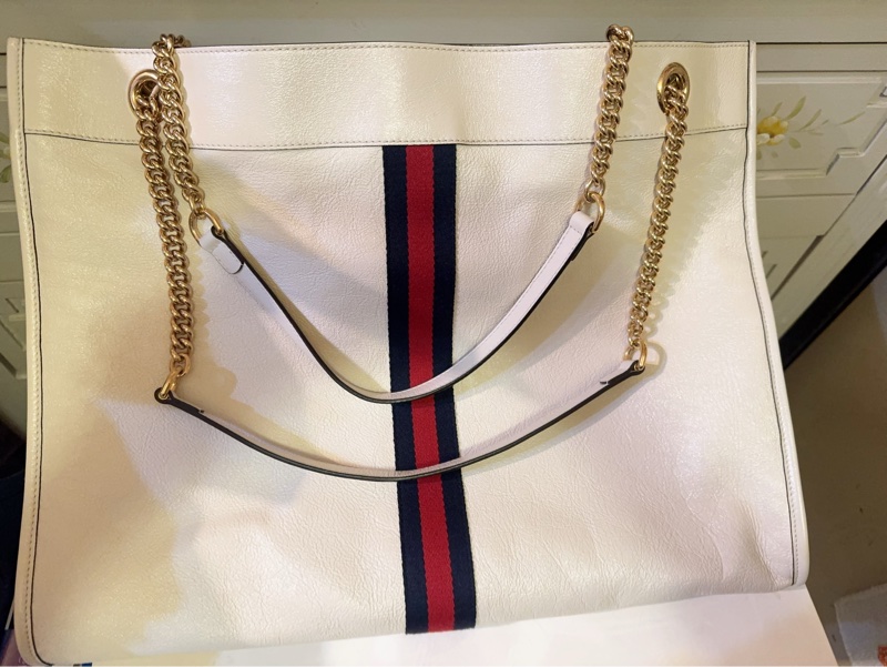 Gucci小牛皮虎頭包/Rajah Chain Leather Large tote bag-1
