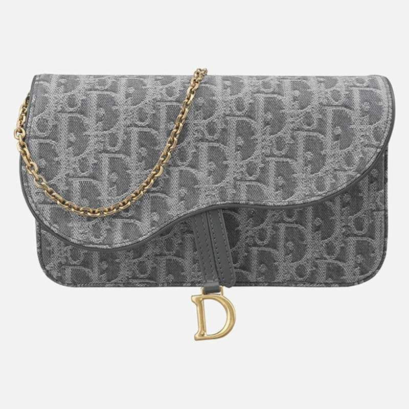 DIOR 5F 馬鞍中型鏈條包 灰色 S5907CDDK 932-0