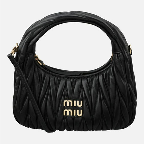 MIU MIU 6S Wander Matelassé Napa Hobo Bag 黑色 5BC125 AN88 F0002