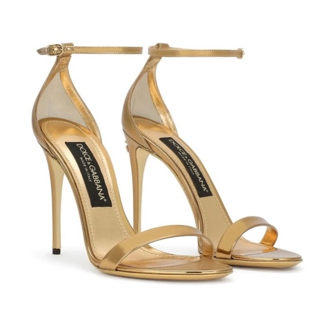 Dolce&Gabbana 金色繫帶涼鞋 細跟高跟鞋 二手-近乎全新37