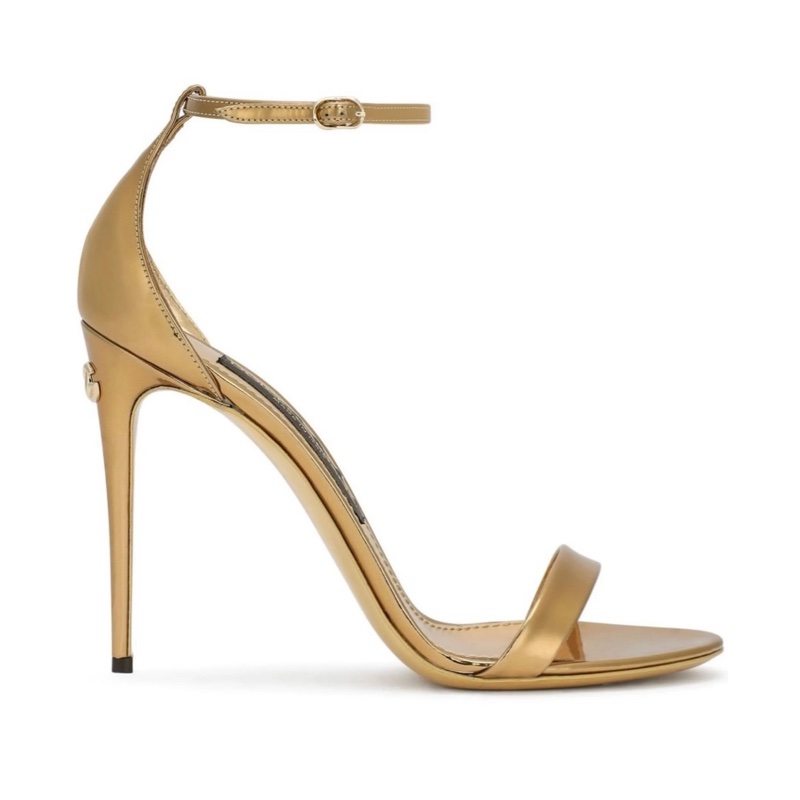 Dolce&Gabbana 金色繫帶涼鞋 細跟高跟鞋 二手-近乎全新37-1