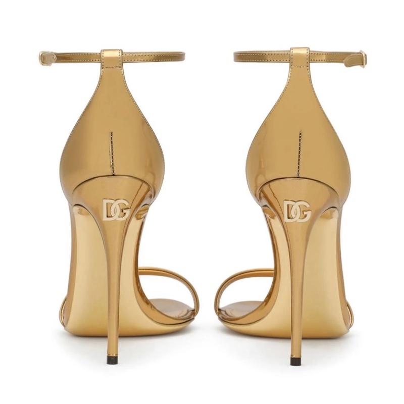 Dolce&Gabbana 金色繫帶涼鞋 細跟高跟鞋 二手-近乎全新37-2