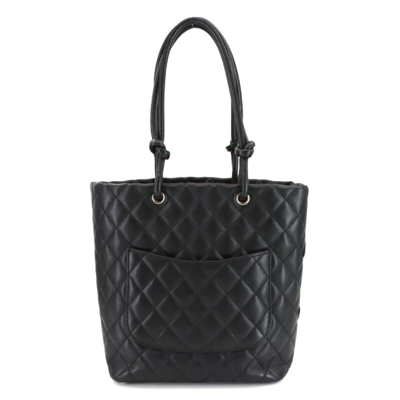 香奈兒 Cambon 系列中型托特包,黑色琺瑯小牛皮配銀色五金 (A25167)-1