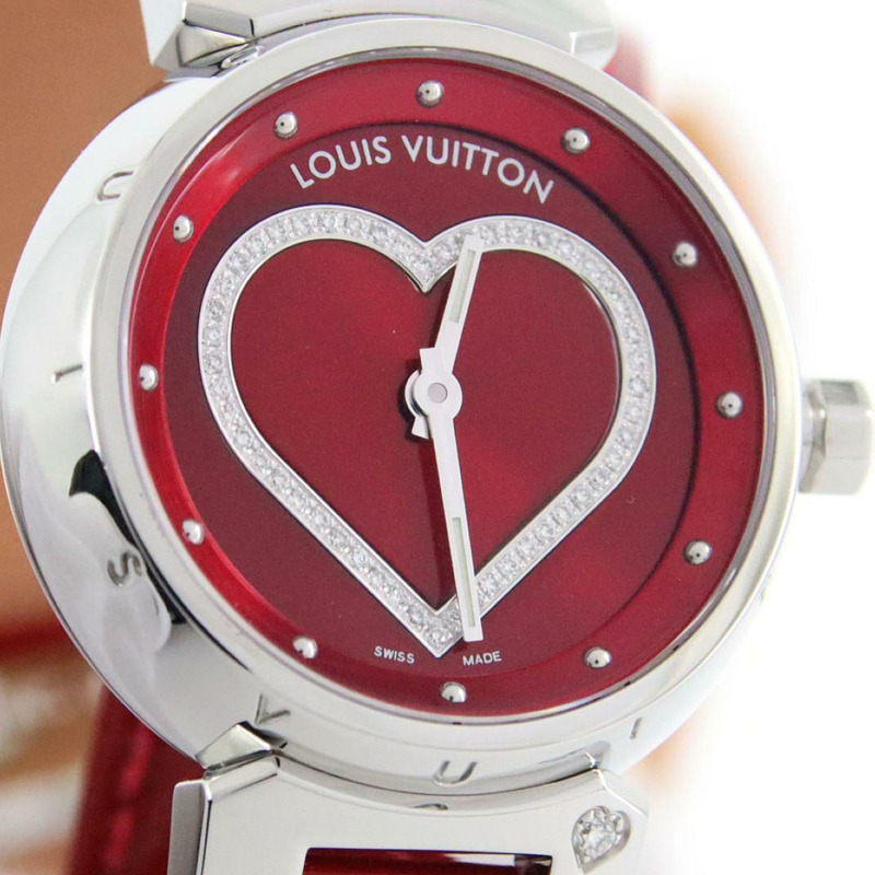路易威登 Tambour Heart Lug 1P Q121Z 不銹鋼石英錶-5