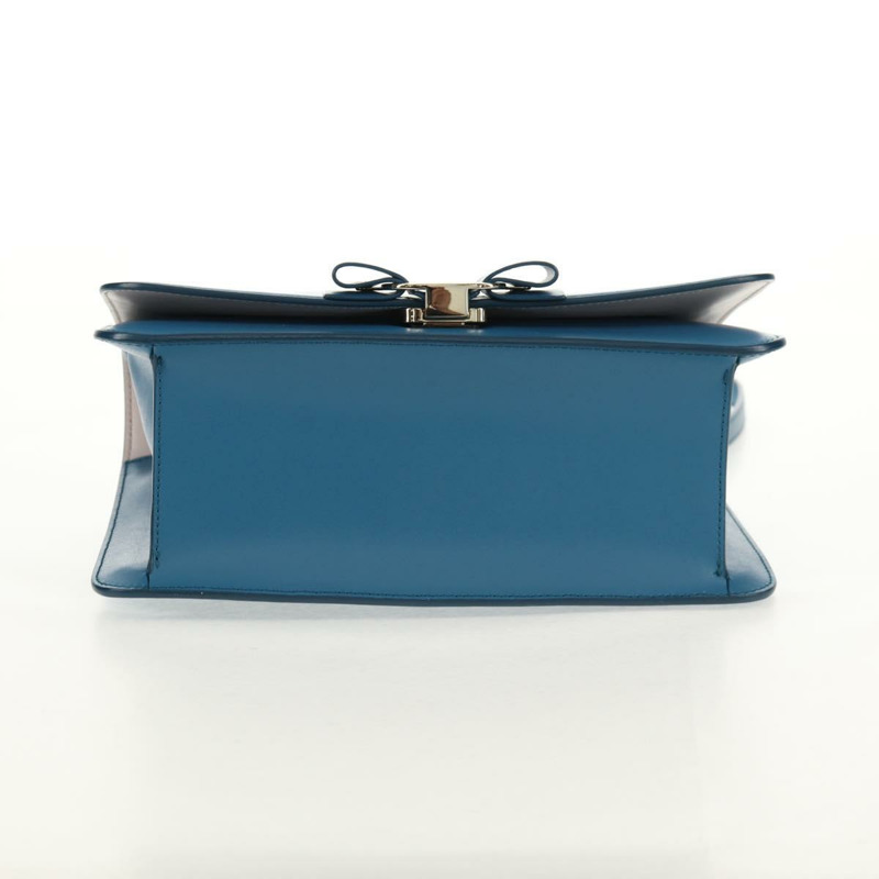 【日本直送】Salvatore Ferragamo Vala Chain Vala 肩背包 皮革 藍色 金色 正品 159137V-4