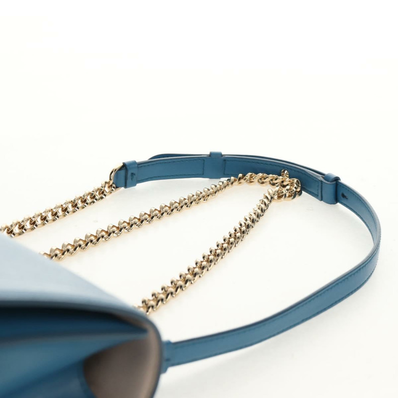 【日本直送】Salvatore Ferragamo Vala Chain Vala 肩背包 皮革 藍色 金色 正品 159137V-7