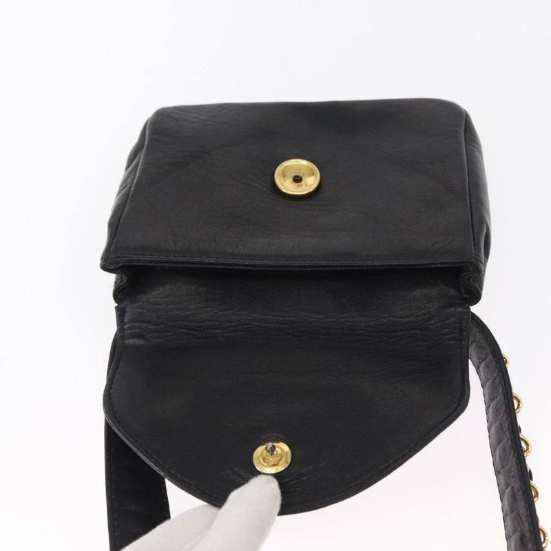 【日本直送】香奈兒腰包 羊皮 黑色 金色 CC 標誌 正品 BA9020-9