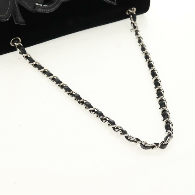 【日本直送】香奈兒山茶花5號鏈條肩背包,絲絨材質,黑色,銀色雙C標誌,正品編號159584V-6