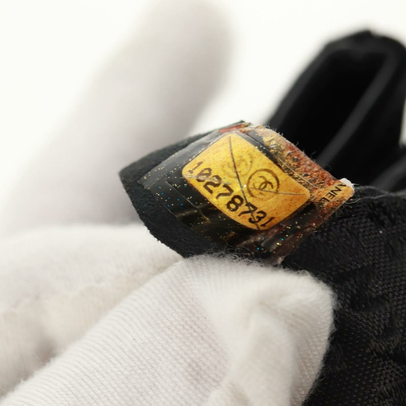 【日本直送】香奈兒山茶花5號鏈條肩背包,絲絨材質,黑色,銀色雙C標誌,正品編號159584V-9