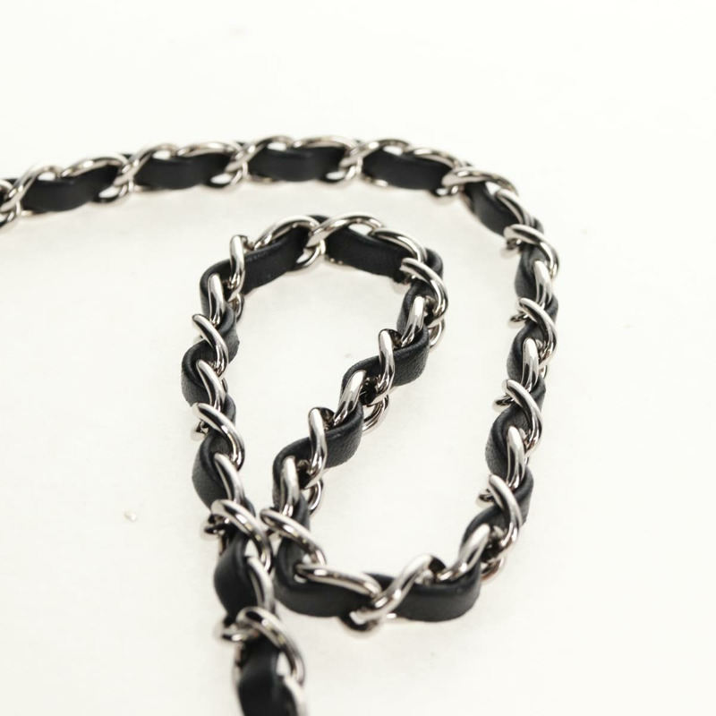 【日本直送】香奈兒山茶花5號鏈條肩背包,絲絨材質,黑色,銀色雙C標誌,正品編號159584V-14