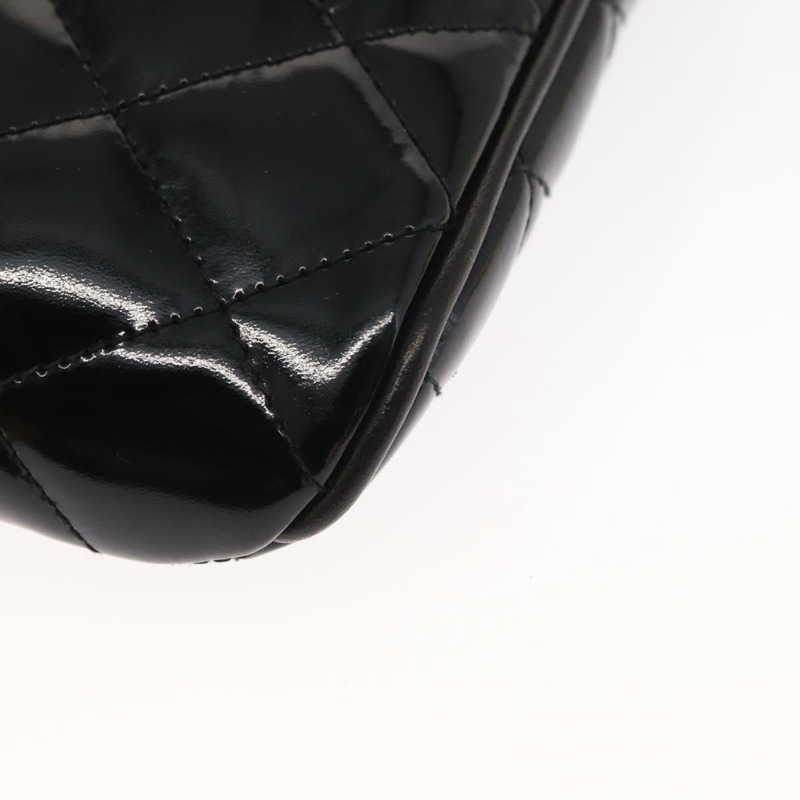 【日本直送】香奈兒 Matelasse 腰包 漆皮 黑色 金色 CC 標誌 Auth 158866SAV-7