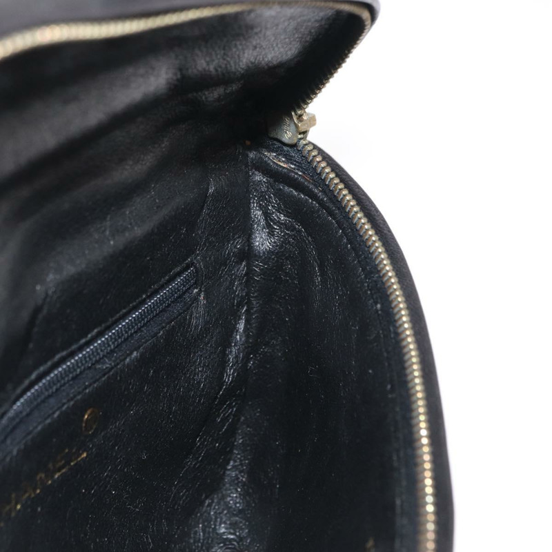 【日本直送】香奈兒 Matelasse 腰包 漆皮 黑色 金色 CC 標誌 Auth 158866SAV-19