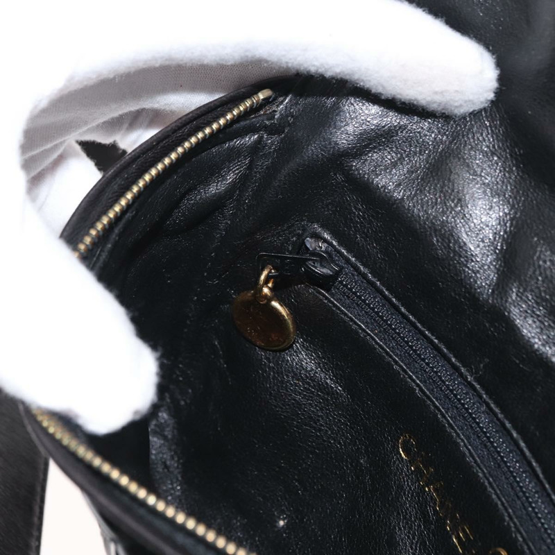 【日本直送】香奈兒 Matelasse 腰包 漆皮 黑色 金色 CC 標誌 Auth 158866SAV-21