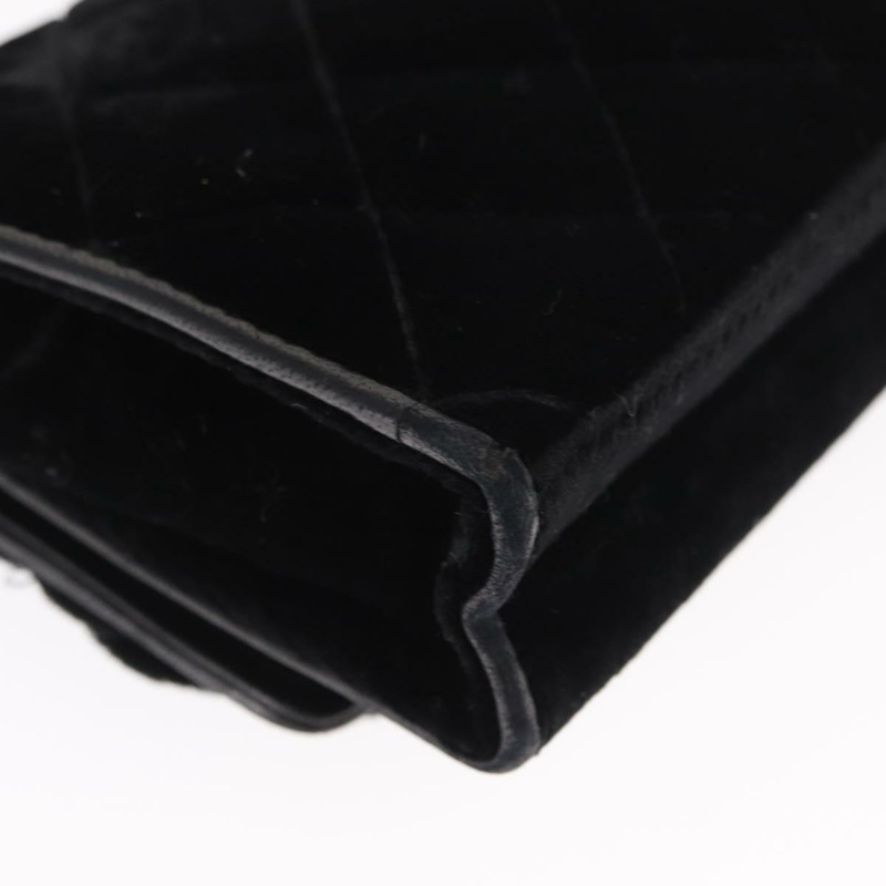 【日本直送】香奈兒 (CHANEL) 絎縫鏈條山茶花單背包 絲絨 黑色 金色 CC 標誌 Auth 158865V-16