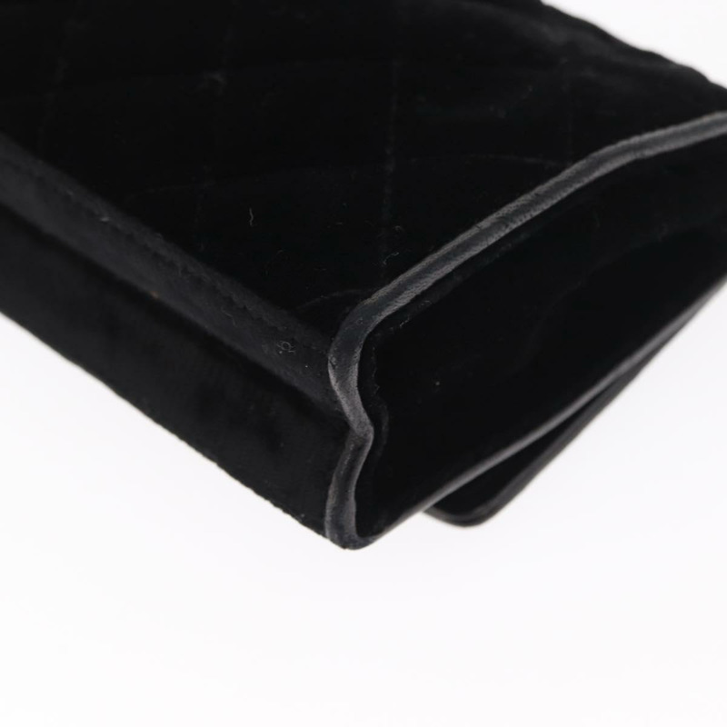 【日本直送】香奈兒 (CHANEL) 絎縫鏈條山茶花單背包 絲絨 黑色 金色 CC 標誌 Auth 158865V-17