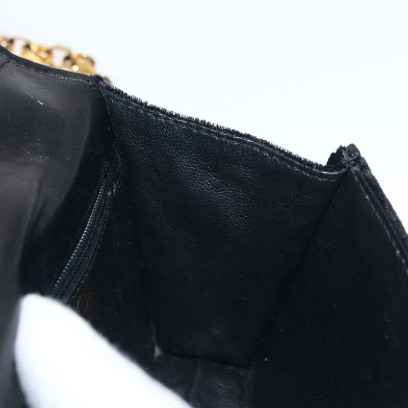 【日本直送】香奈兒 (CHANEL) 絎縫鏈條山茶花單背包 絲絨 黑色 金色 CC 標誌 Auth 158865V-23