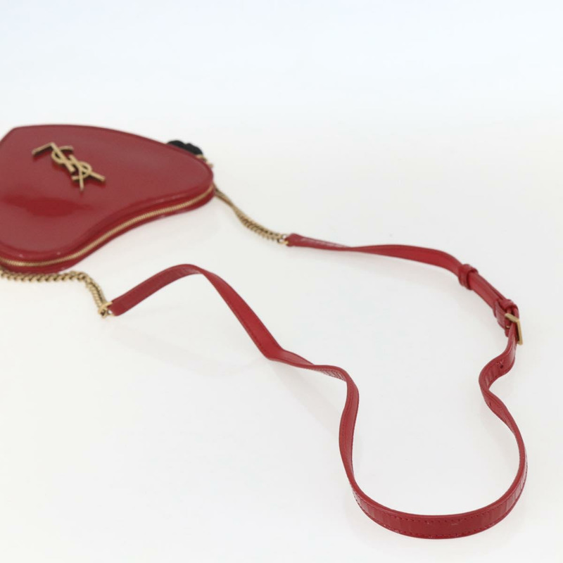 【日本直送】SAINT LAURENT Court 肩背包 琺瑯紅金款 Auth 159321V-6