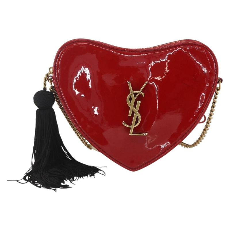 【日本直送】SAINT LAURENT Court 肩背包 琺瑯紅金款 Auth 159321V-12