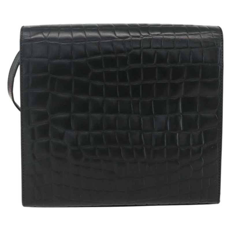 【日本直送】SAINT LAURENT 肩背包，壓花皮革，黑色，金色，正品編號 160294V-1