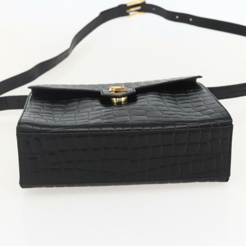 【日本直送】SAINT LAURENT 肩背包，壓花皮革，黑色，金色，正品編號 160294V-4