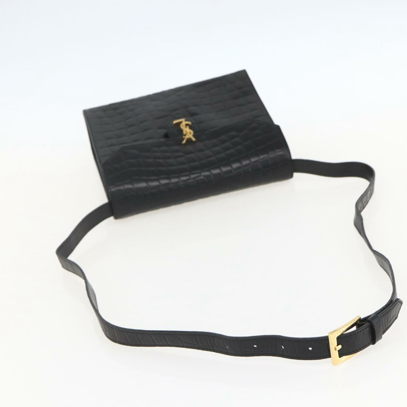 【日本直送】SAINT LAURENT 肩背包，壓花皮革，黑色，金色，正品編號 160294V-6