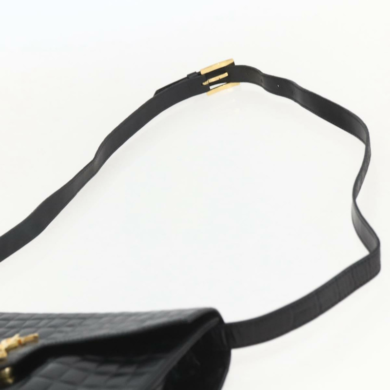 【日本直送】SAINT LAURENT 肩背包，壓花皮革，黑色，金色，正品編號 160294V-7