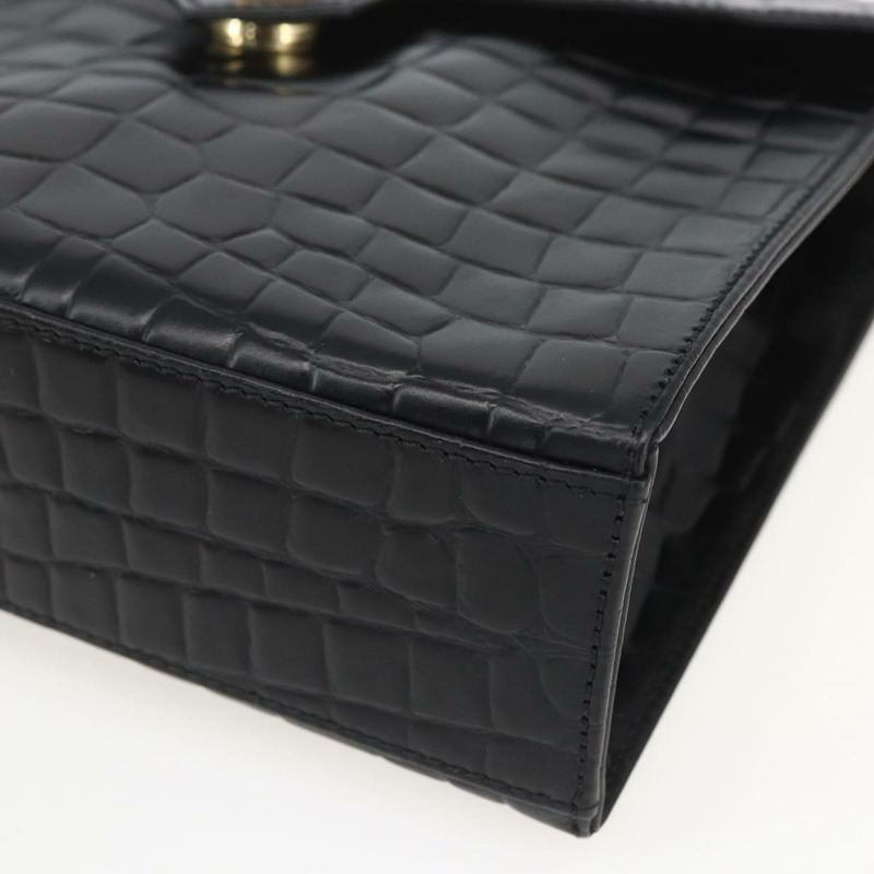 【日本直送】SAINT LAURENT 肩背包，壓花皮革，黑色，金色，正品編號 160294V-8