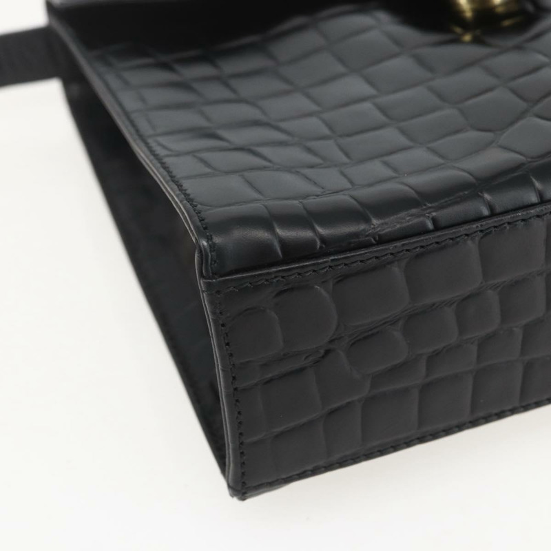 【日本直送】SAINT LAURENT 肩背包，壓花皮革，黑色，金色，正品編號 160294V-13