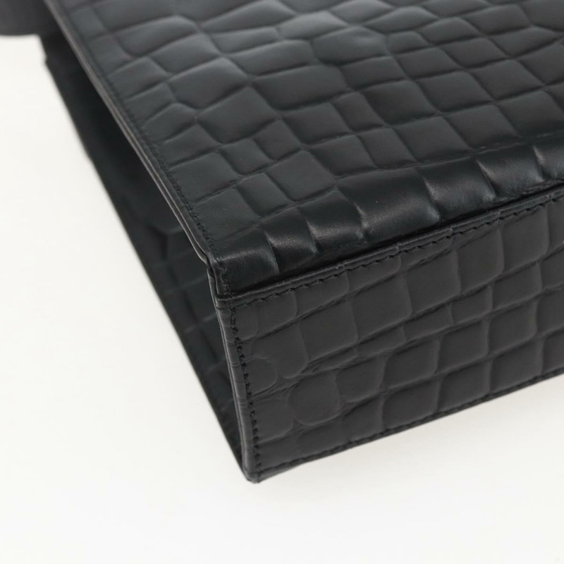 【日本直送】SAINT LAURENT 肩背包，壓花皮革，黑色，金色，正品編號 160294V-15