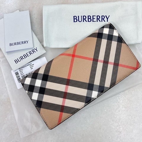 Burberry check continental long wallet