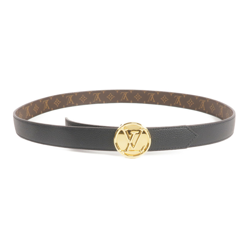 LOUIS VUITTON Monogram Circle Gold Reversible Belt金扣皮帶-0