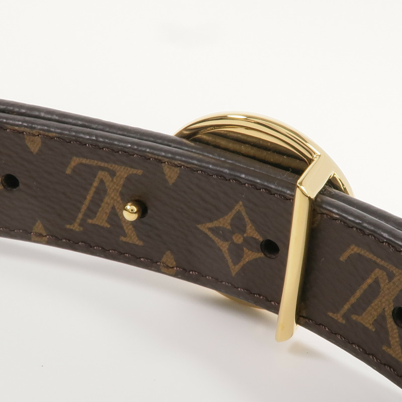 LOUIS VUITTON Monogram Circle Gold Reversible Belt金扣皮帶-4