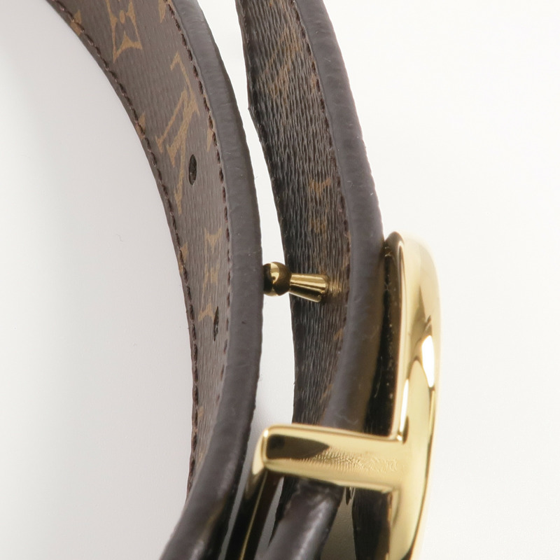 LOUIS VUITTON Monogram Circle Gold Reversible Belt金扣皮帶-6