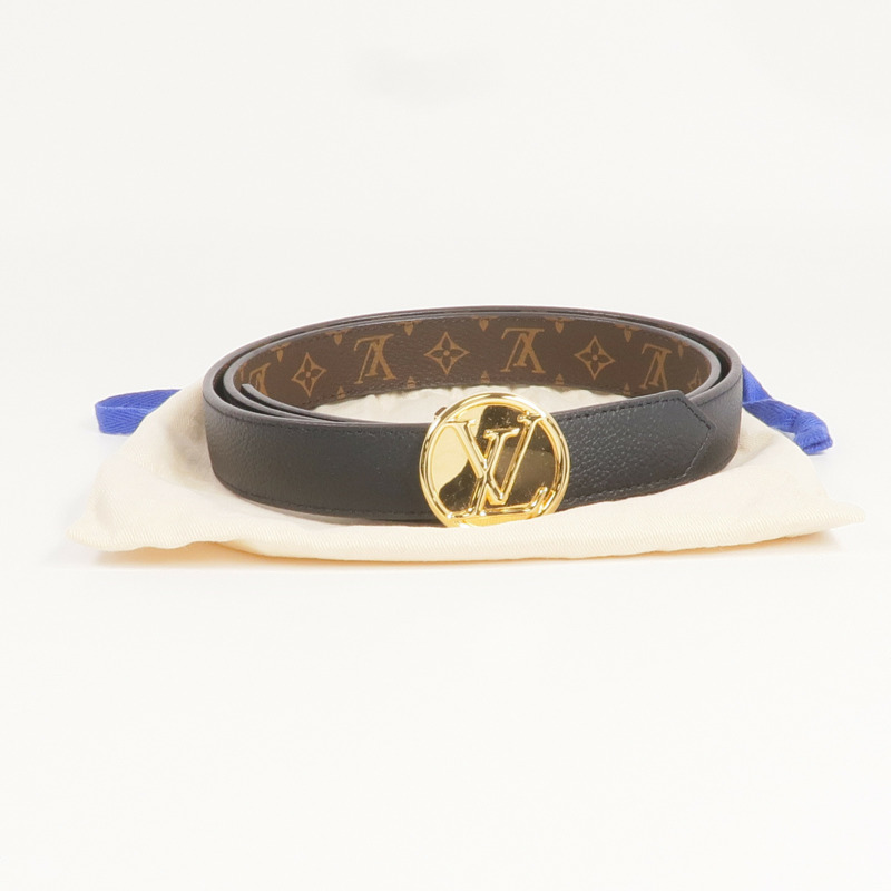 LOUIS VUITTON Monogram Circle Gold Reversible Belt金扣皮帶-9